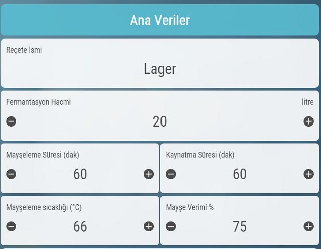 Bira Reçetesi Hesap Programı Bira Reçetesi Hesap Programı